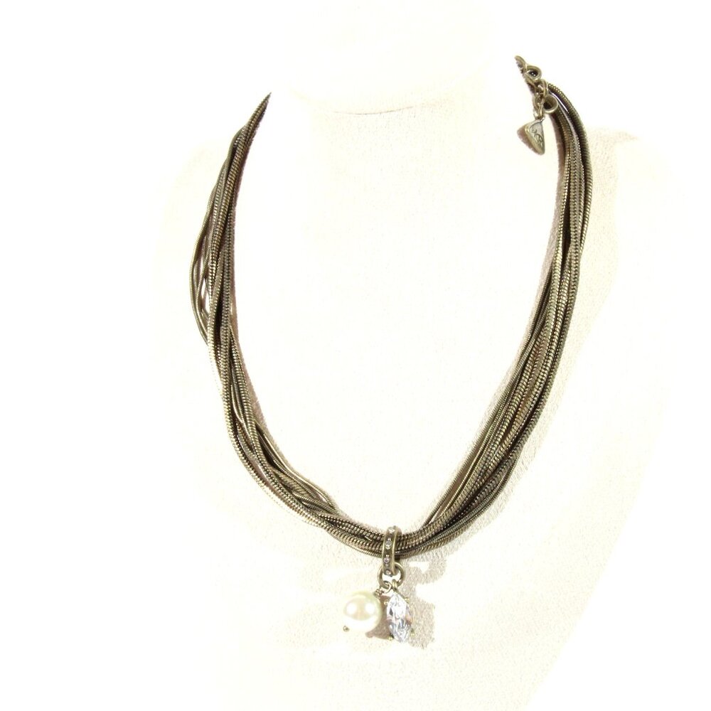 Silpada Dreamy Details Necklace KRN0086 Glass Pearl Swarovski Crystal Brass - Picture 3 of 6